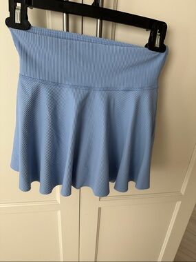 Light Blue Women's Skater Skirt with Ribbed Waistband